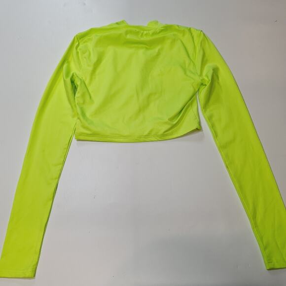 Superdown Nicky Zip Crop Top in Neon Yellow Small - Picture 10 of 10